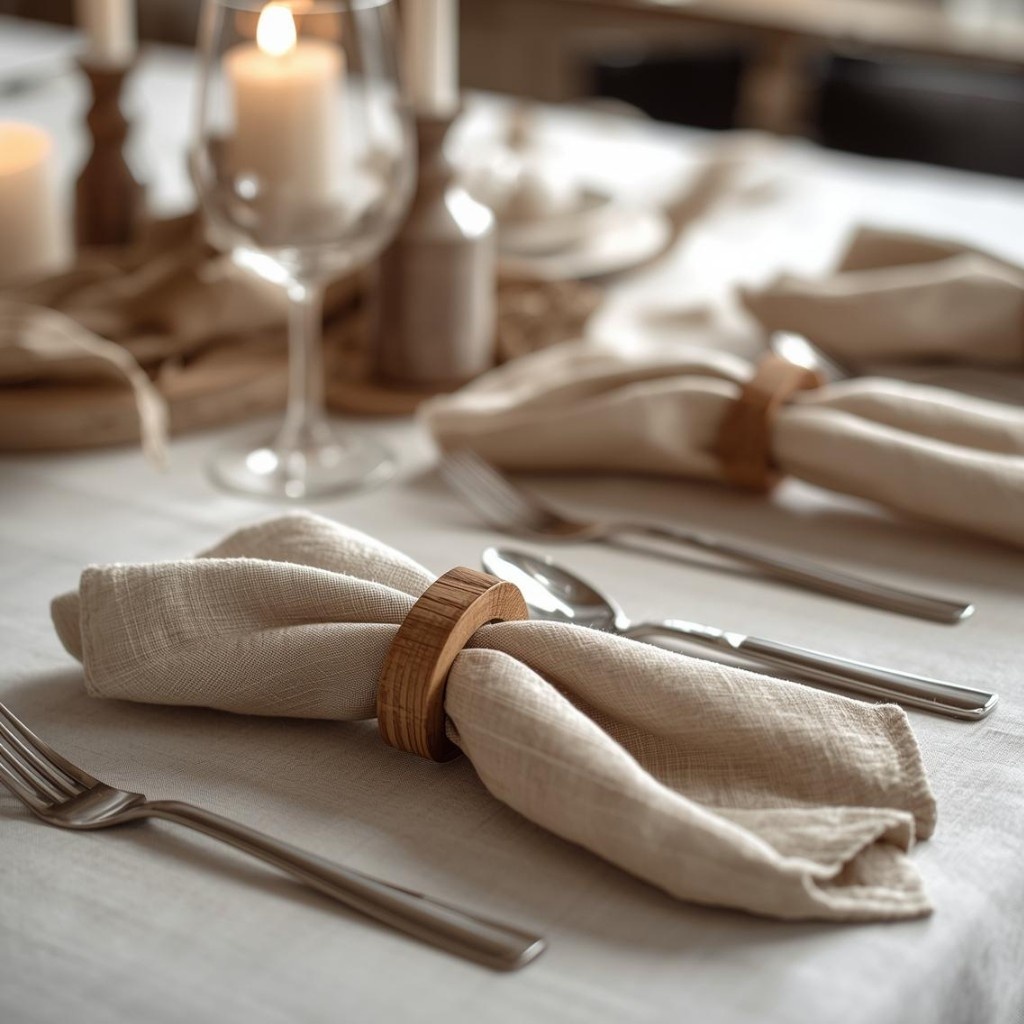 Napkin rings & linen napkins